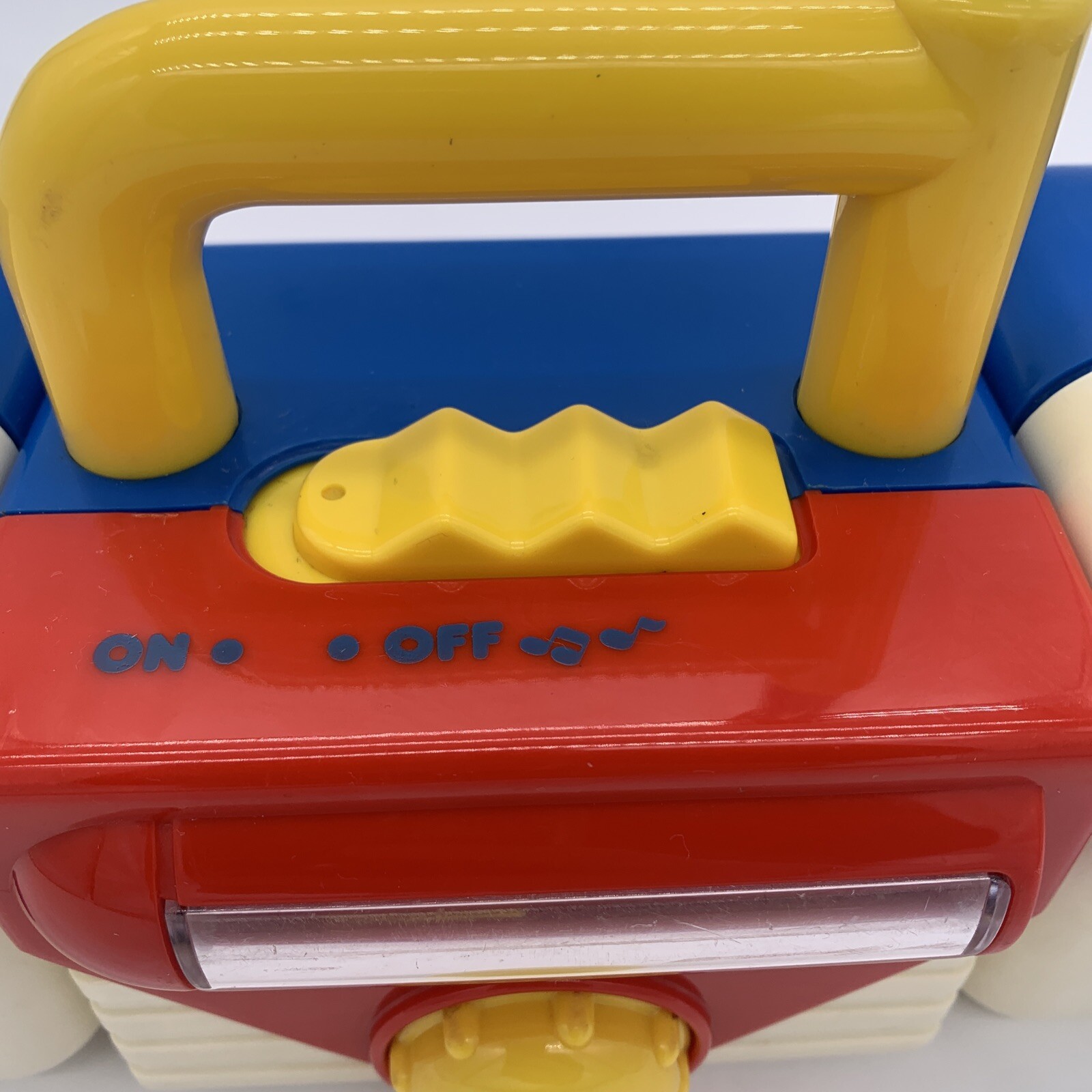 Vintage RARE Red White & Blue Nursery Rhymes Playing Toy Boom Box with Handle