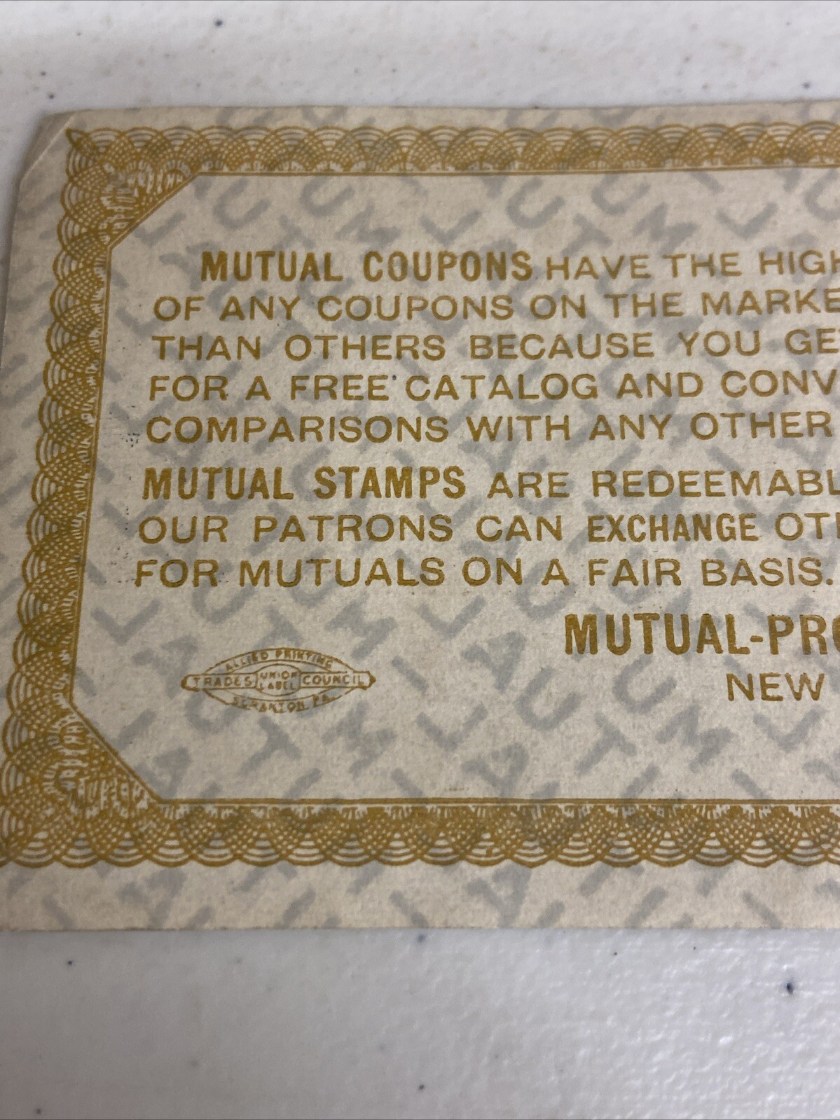 Mutual Profit Coupon Corporation New York City, NY 10 Coupons Cigar Store