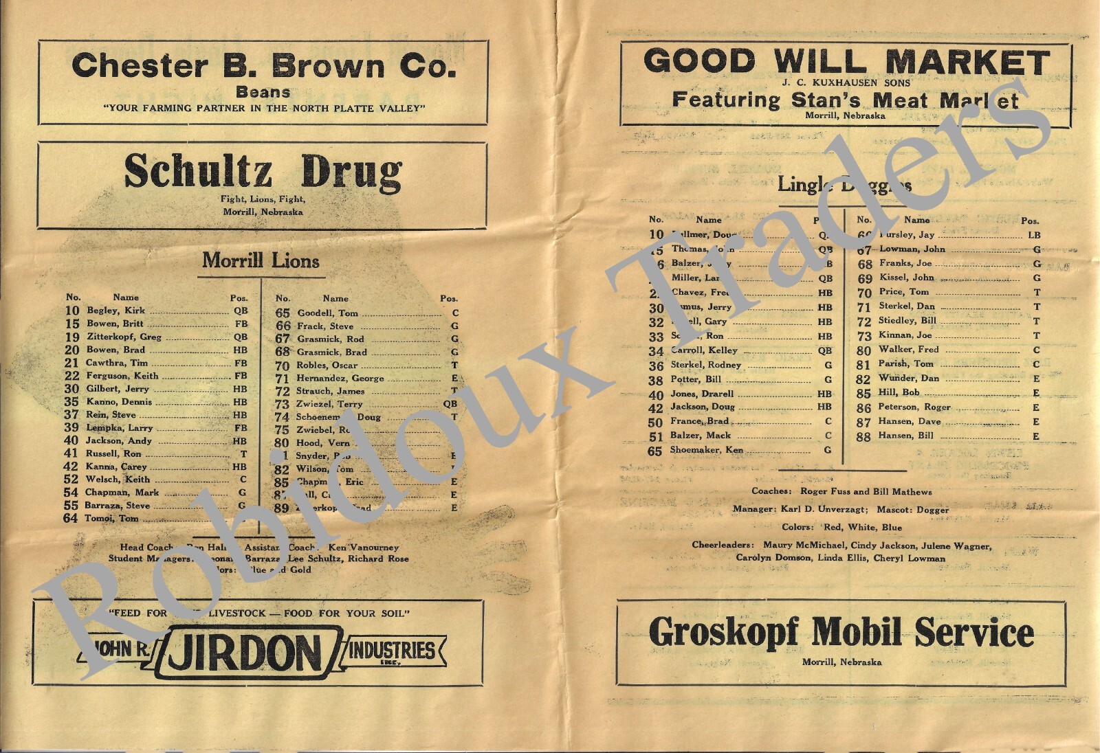 1971 Morrill High School Football Programs: Morrill, Nebraska