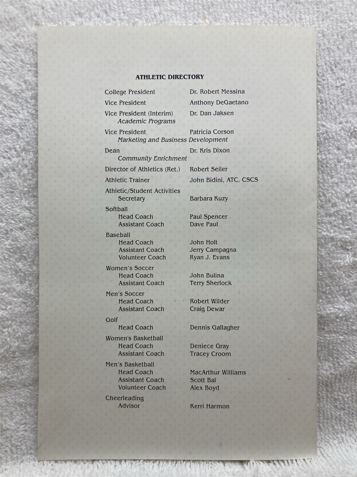 2002 Burlington County College Intercollegiate Athletic Recognition Program NJ