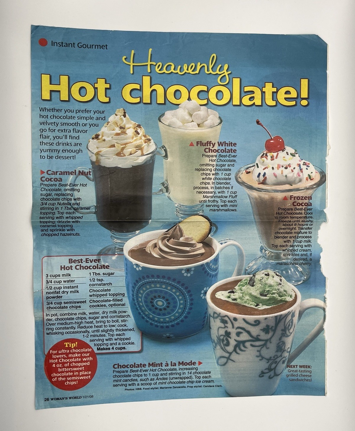 Vintage Lot of 7 Recipes from Magazines Colorful Ephemera Print Ads 2007-2008