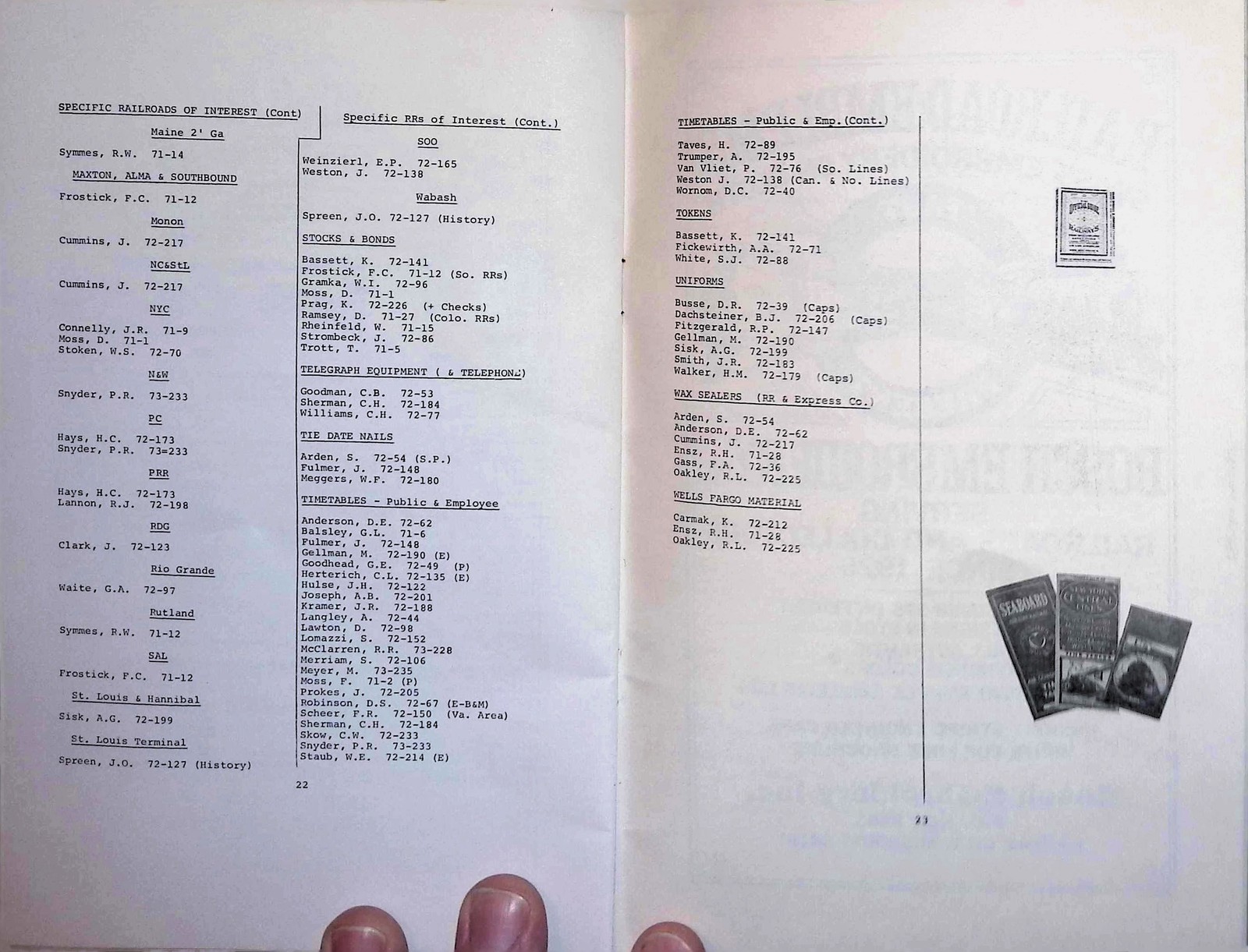 Inaugural 1973 Railroadiana Collectors Association Membership Directory #1
