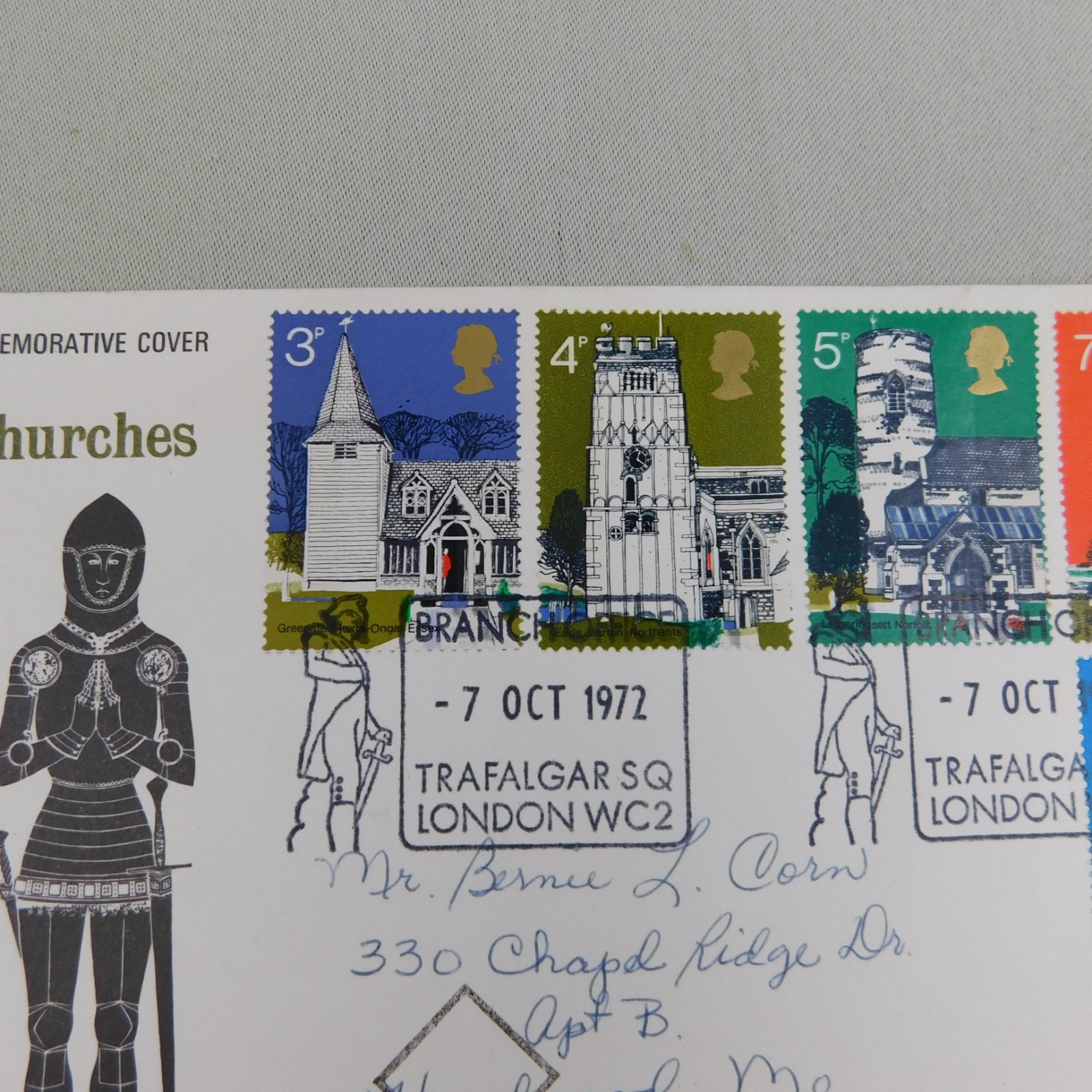 UK Commemorative First Day Cover 1972 FDC Village Churches Great Britain