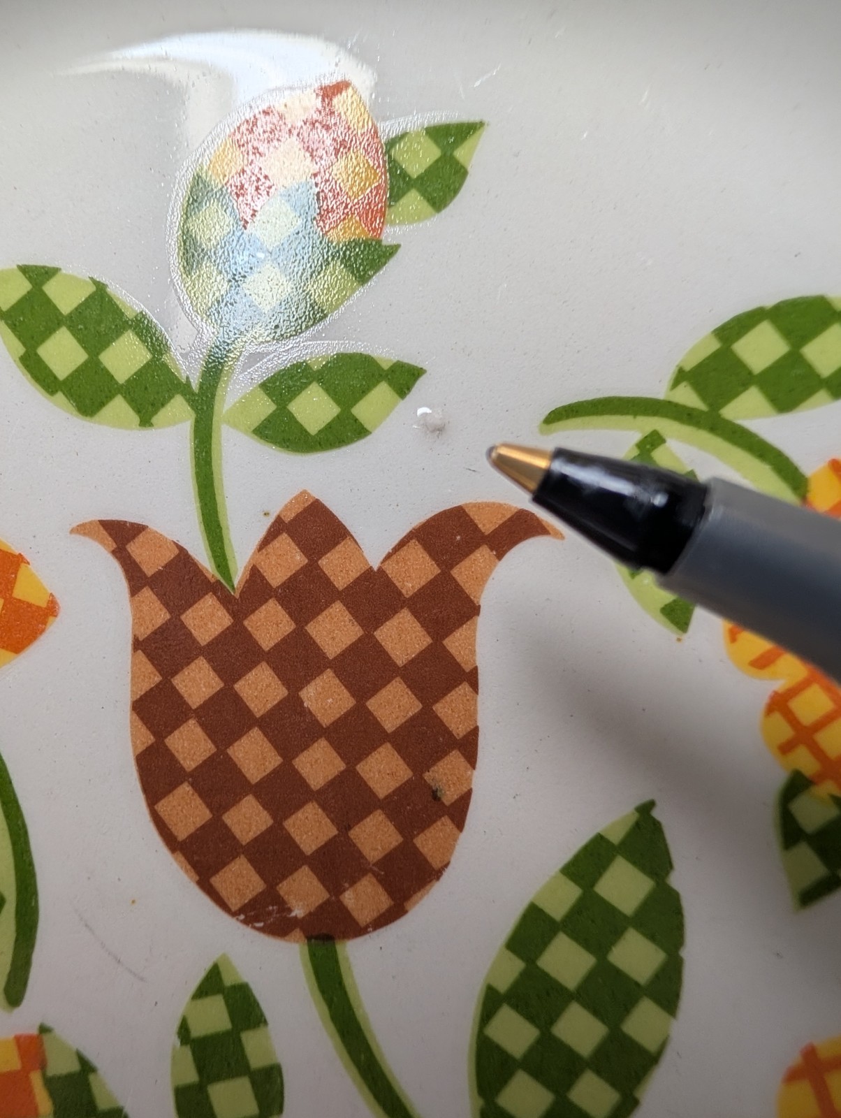 1960’s Vintage Retro Gingham Garden Plate 71/2 Inch Dessert Plate – Made in USA