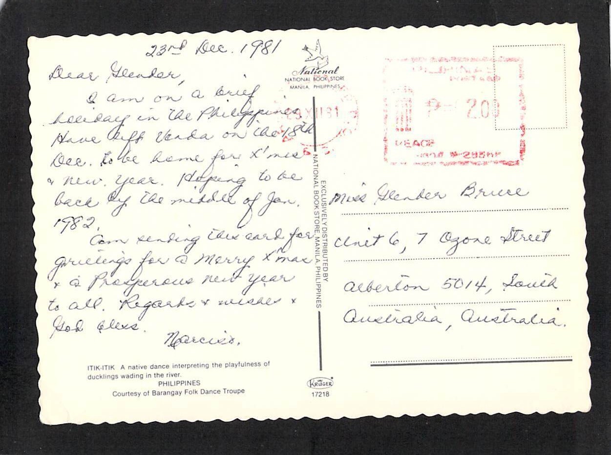 A9241 Philippines Itik Itik Native Dancers pu1981 postcard