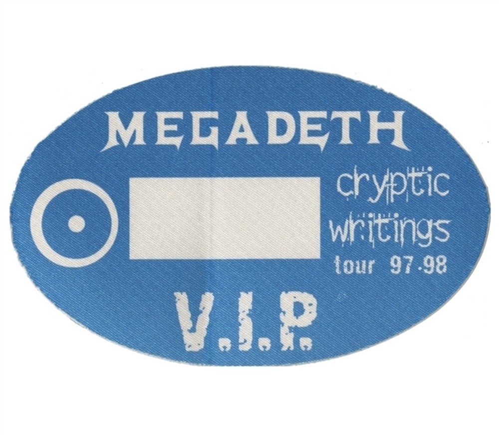 Megadeth 1997 Cryptic Writings concert tour VIP Backstage Pass