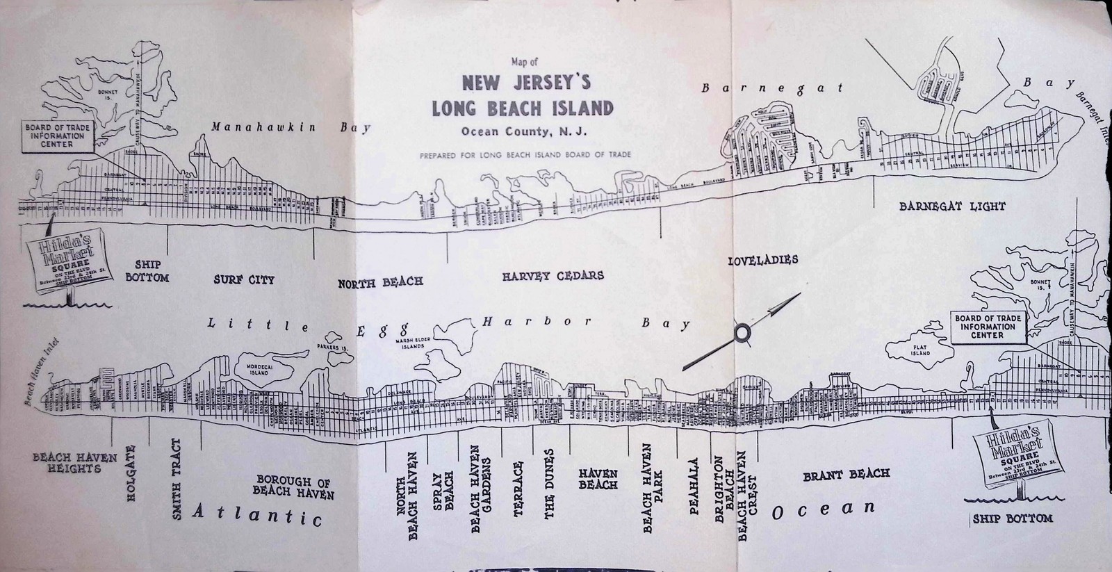 1950s Long Beach Island NJ Promotional Map Jersey Shore Guide
