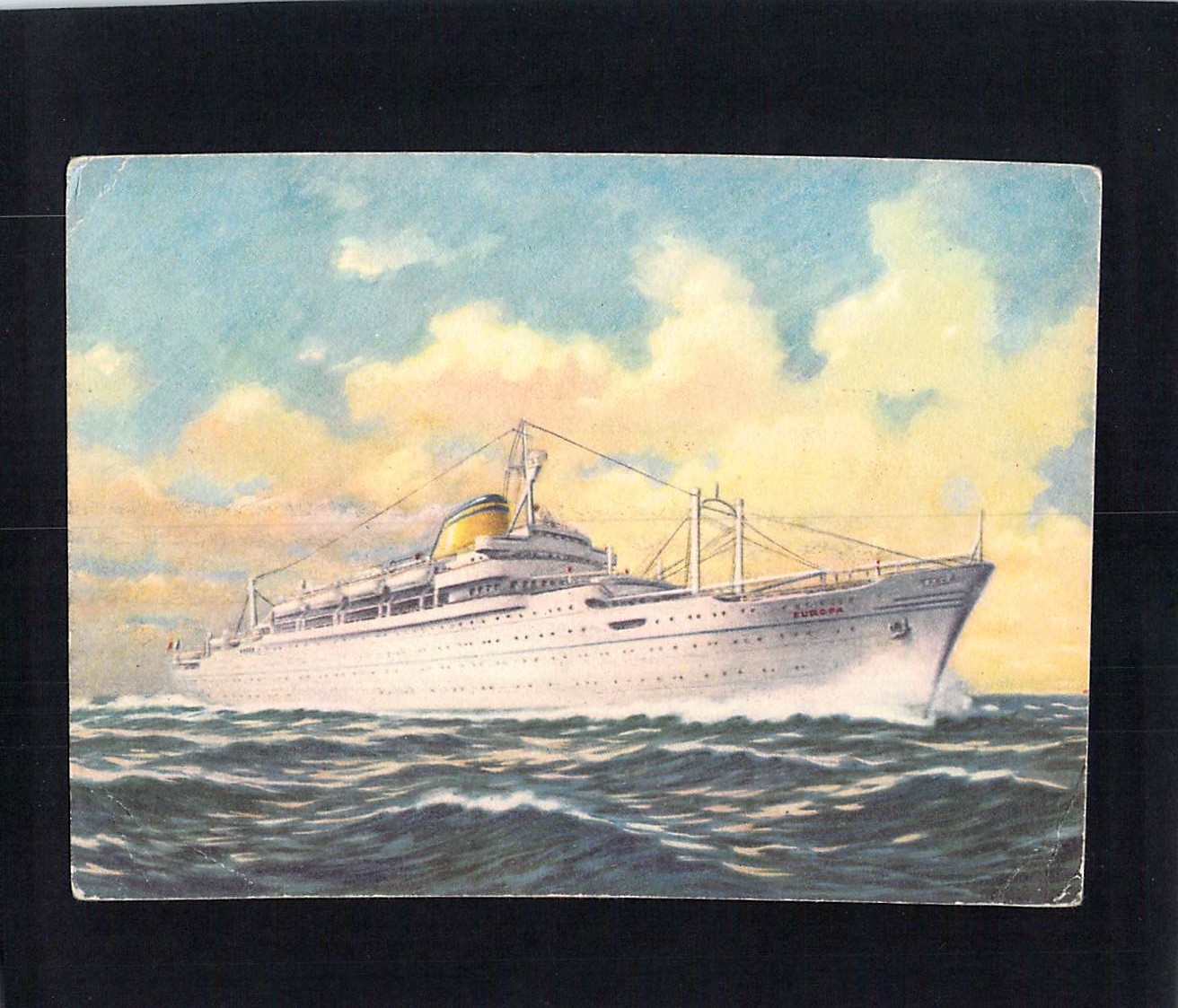 F1455ski Transport Ship MS Europa Lloyd Triestino postcard