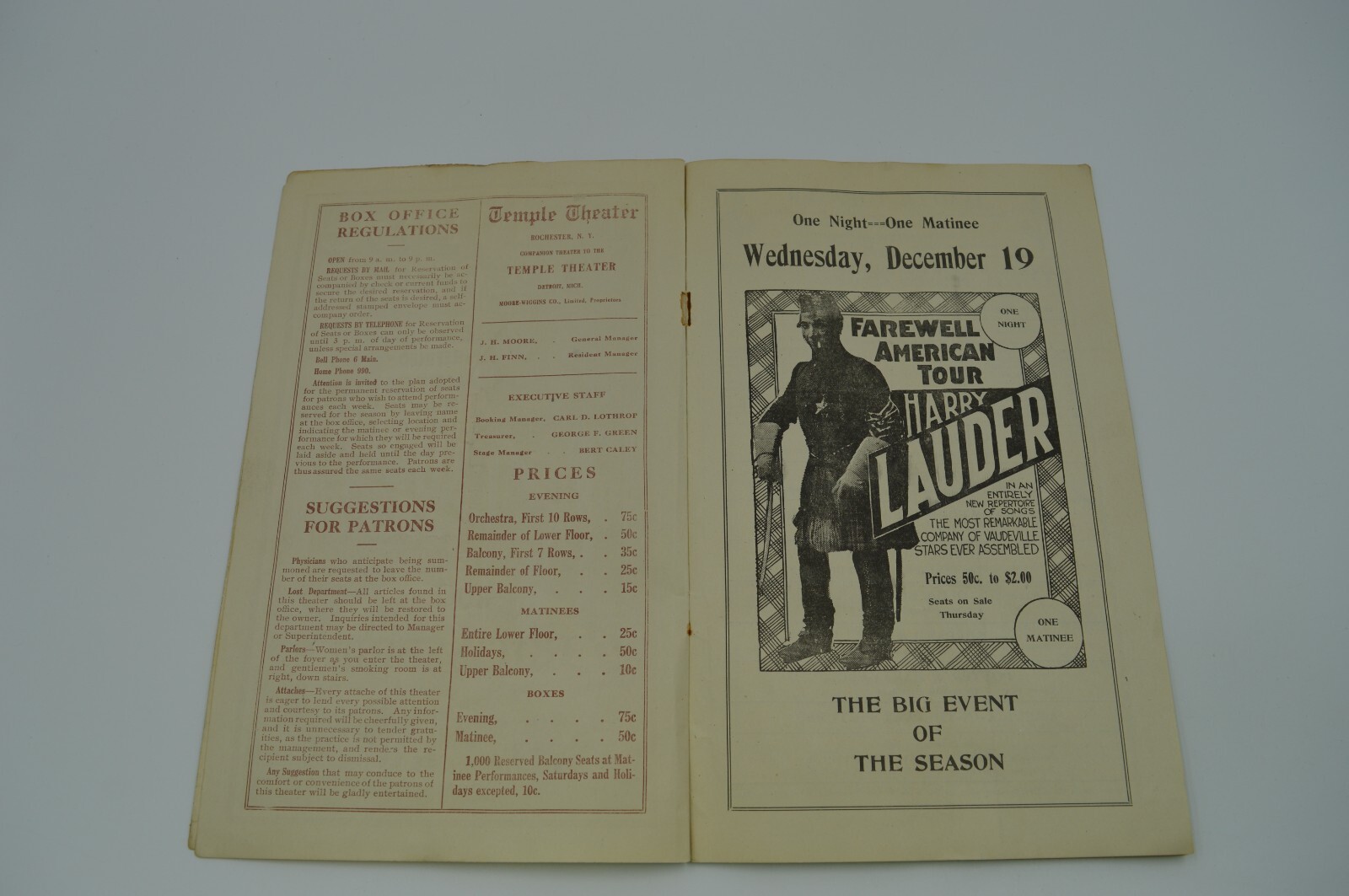 Vintage Stratford Roller Rink – Program H – Cadillac Advertisements/X-Mas/More