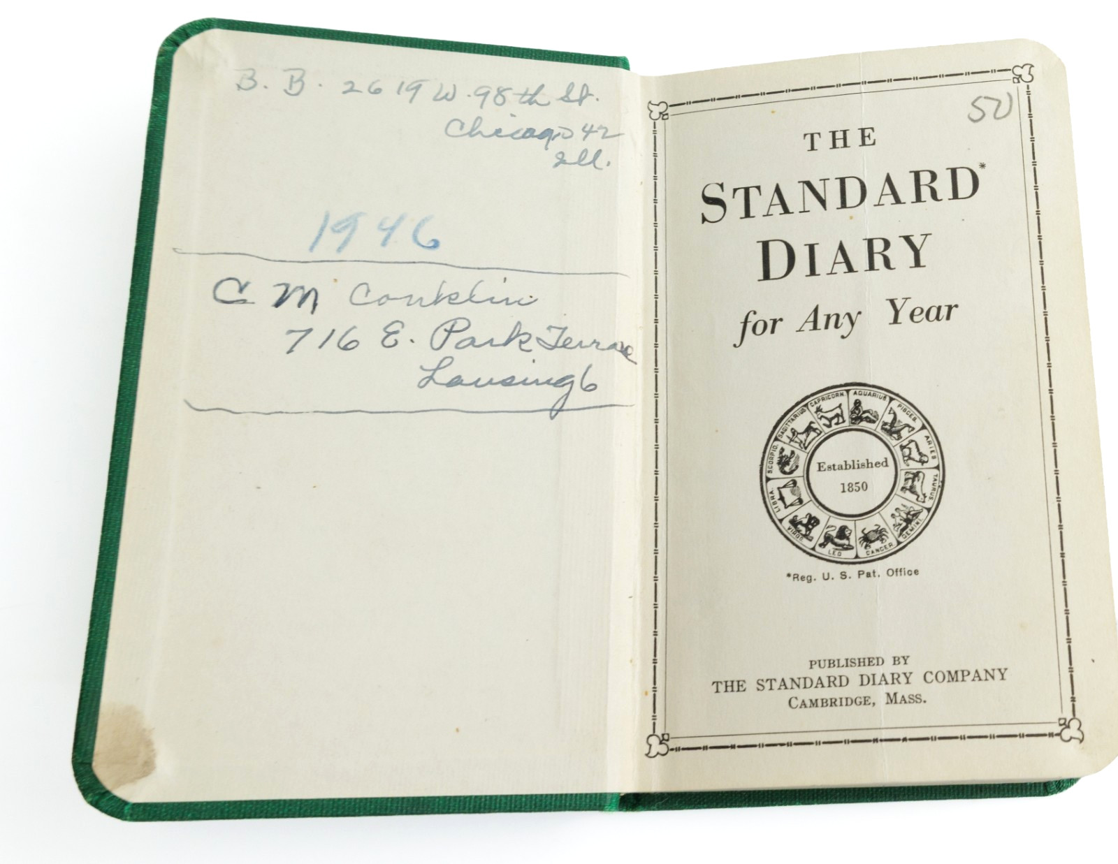 Vintage Diary Used Michigan 1940s
