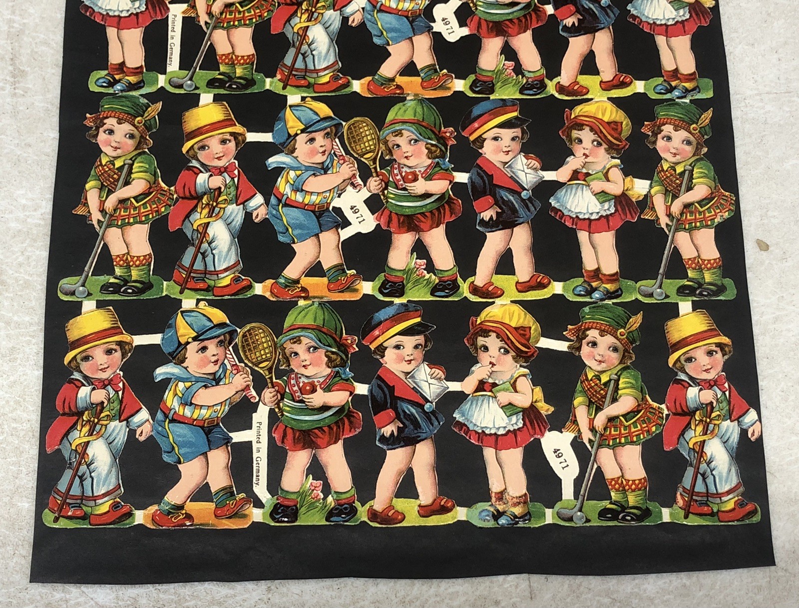 Kids Posing + Die Cut Scraps Glued on Paper Double Sided 2X Full Sheets L17
