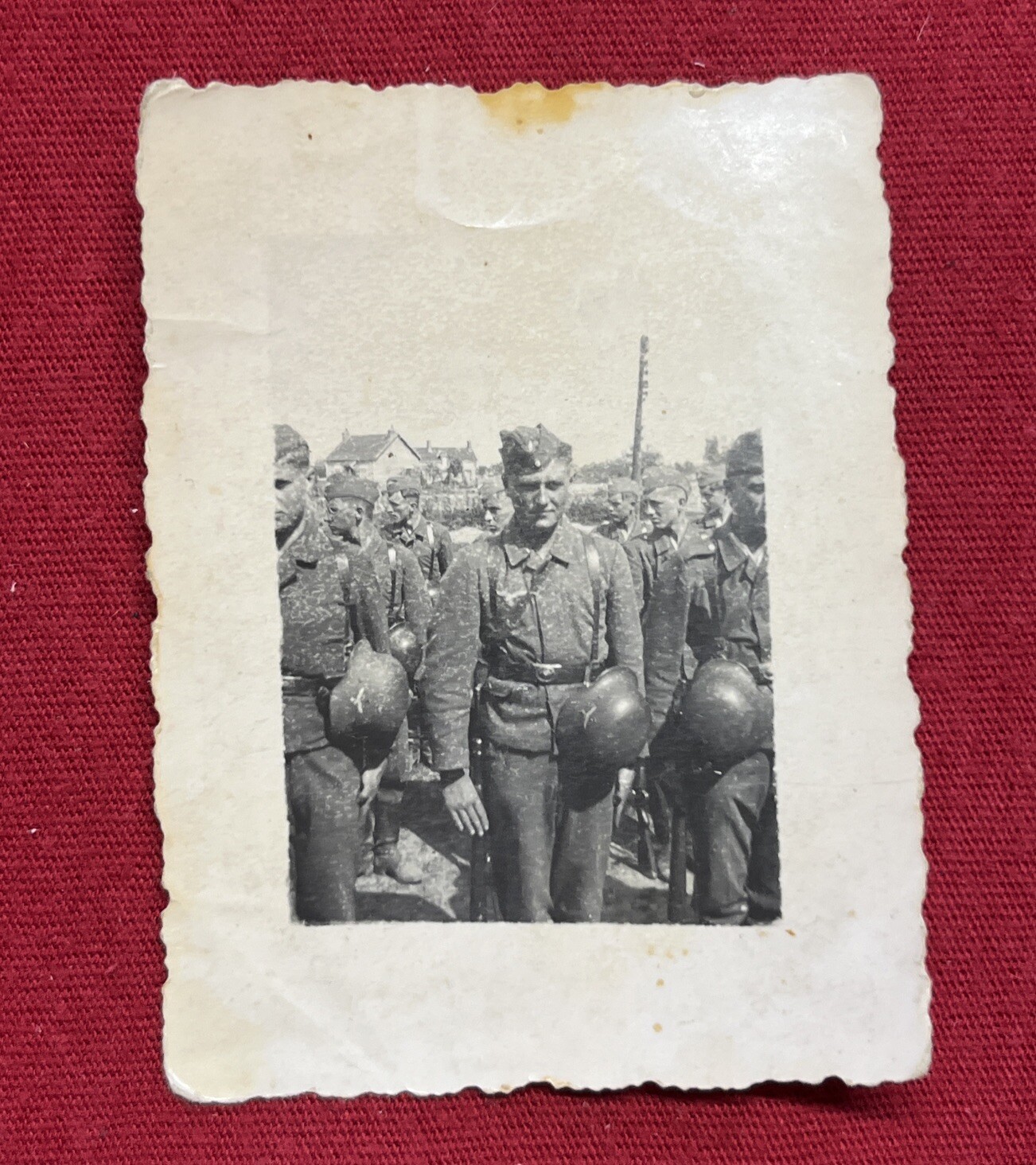 WW2 WWII Original German Military wartime photo Steel Helmet Soldiers Lined Up
