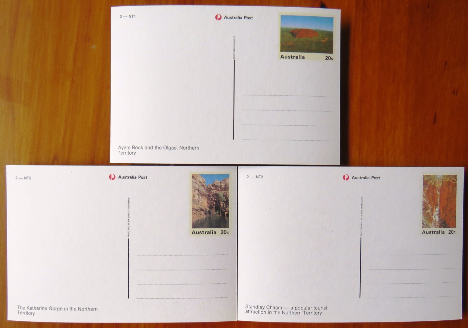 1978 Australia Post Un-Used Stamped Postcards: NORTHERN TERRITORY (Set of 3)