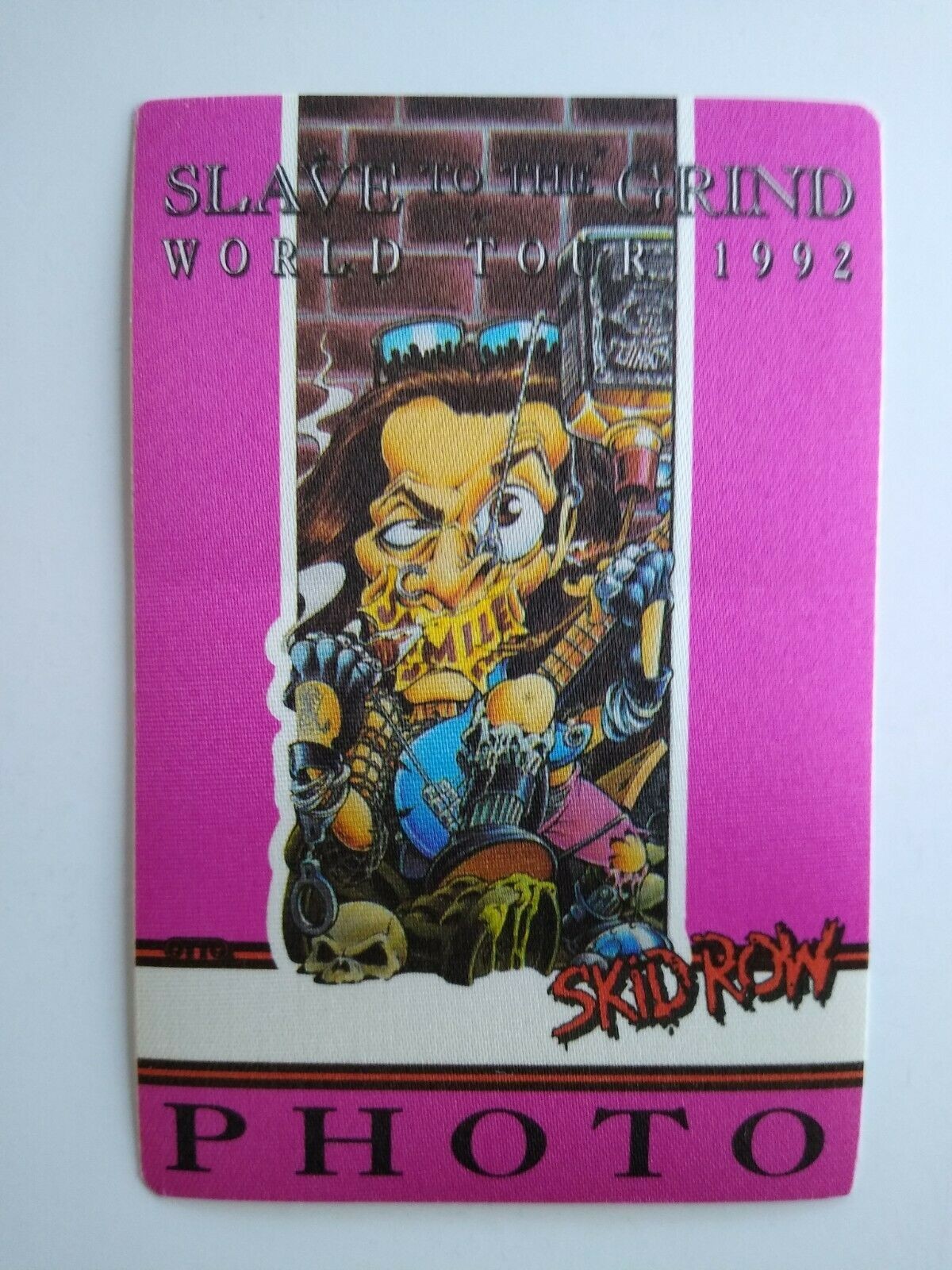 Skid Row Backstage Pass Original 1992 Slave To The Grind Tour Hard Rock Pink