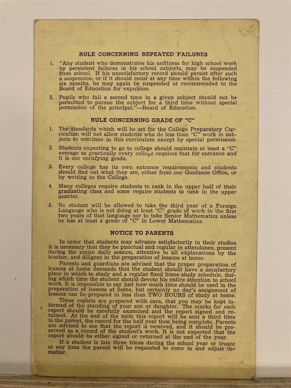 1957 Camden High School Report Card New Jersey NJ Vtg