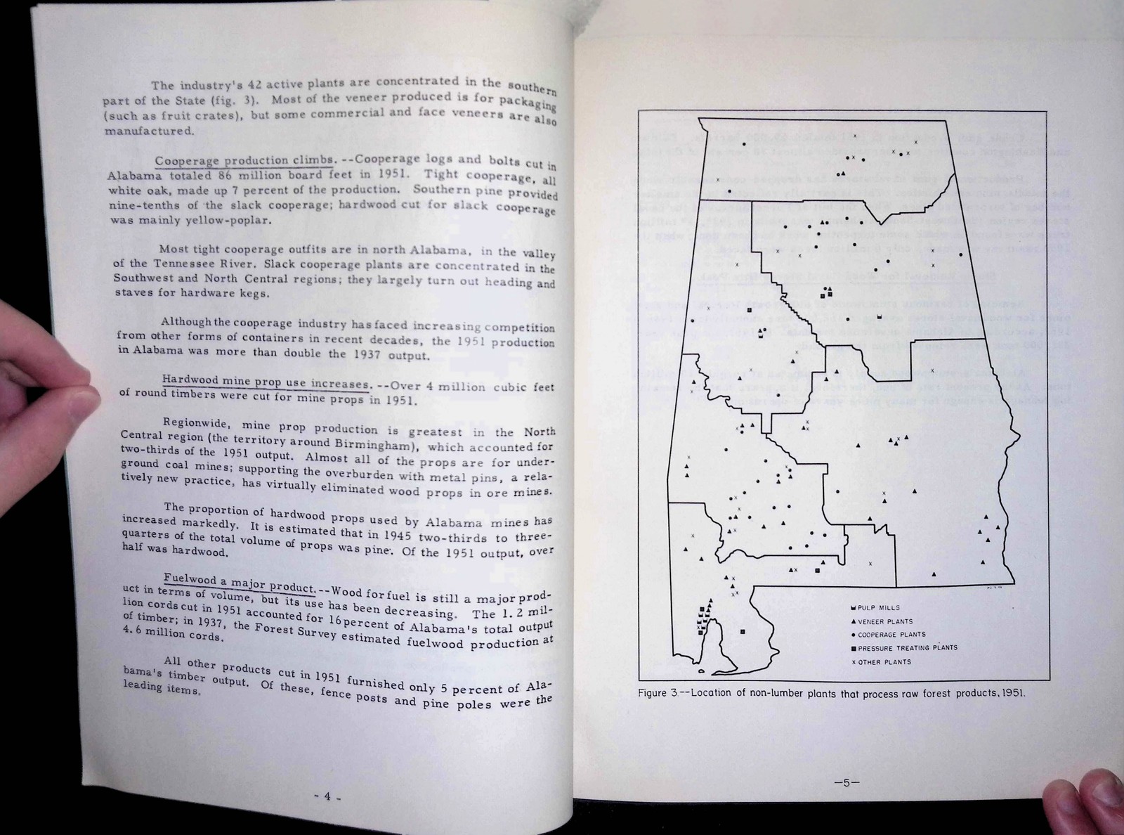 1954 AL Forest Industry Survey Govt Report Timber Map Tables Hardwood Sawlogs