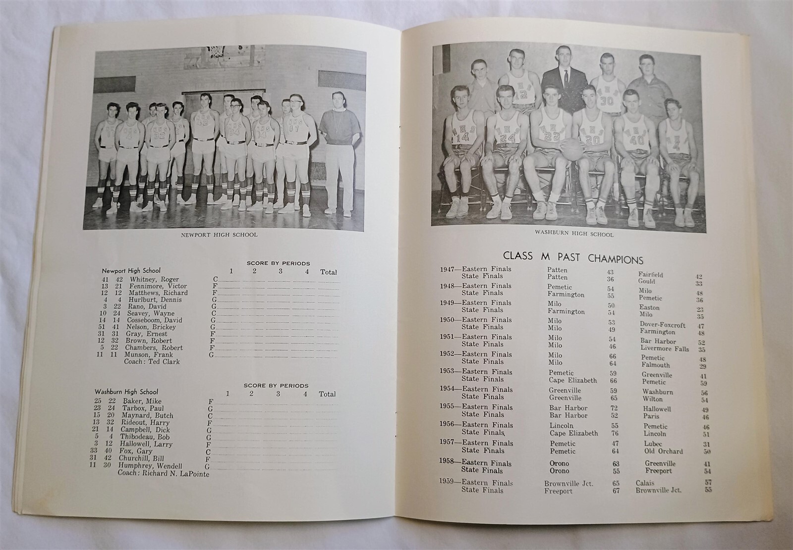 Vintage 1960 Eastern Maine Basketball Tournament Program Book Class M & S