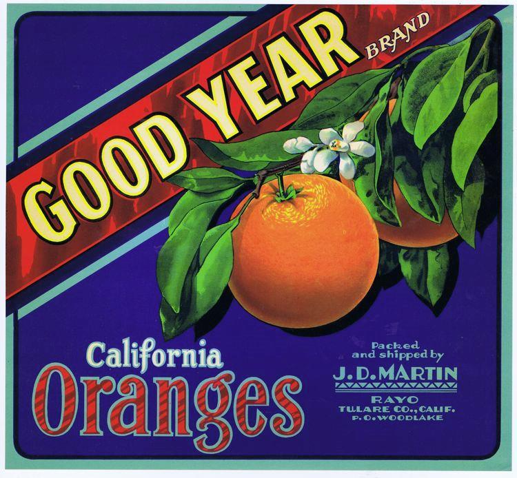 Good year, J.D. Martin, Rayo California orange antique 1930s Fruit Crate Label