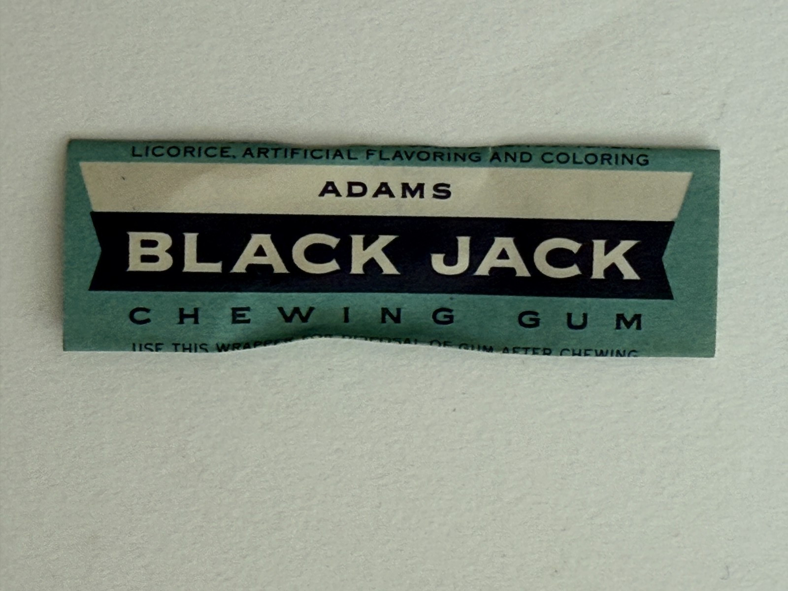 Vintage Adams Black Jack Chewing Gum Paper Wrapper, non-oval