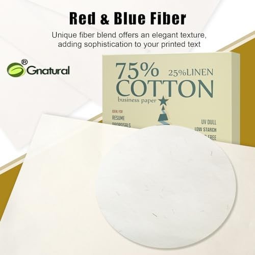 75% Cotton 25% Linen Business Paper, Ivory 85gsm 8.5″W x 11″L Resume Paper, Won’