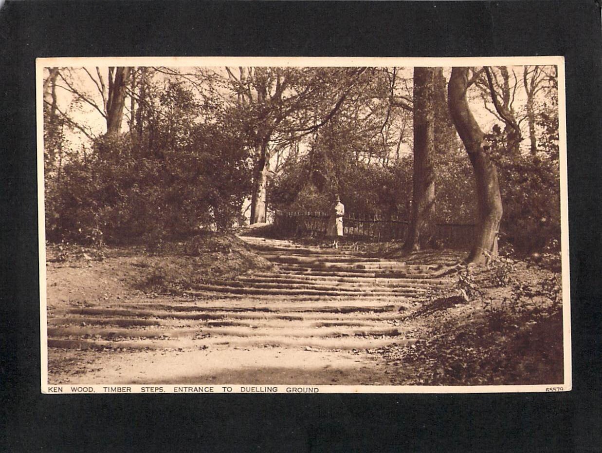 A9433 UK Ken Wood Timber Steps Duelling Ground vintage postcard