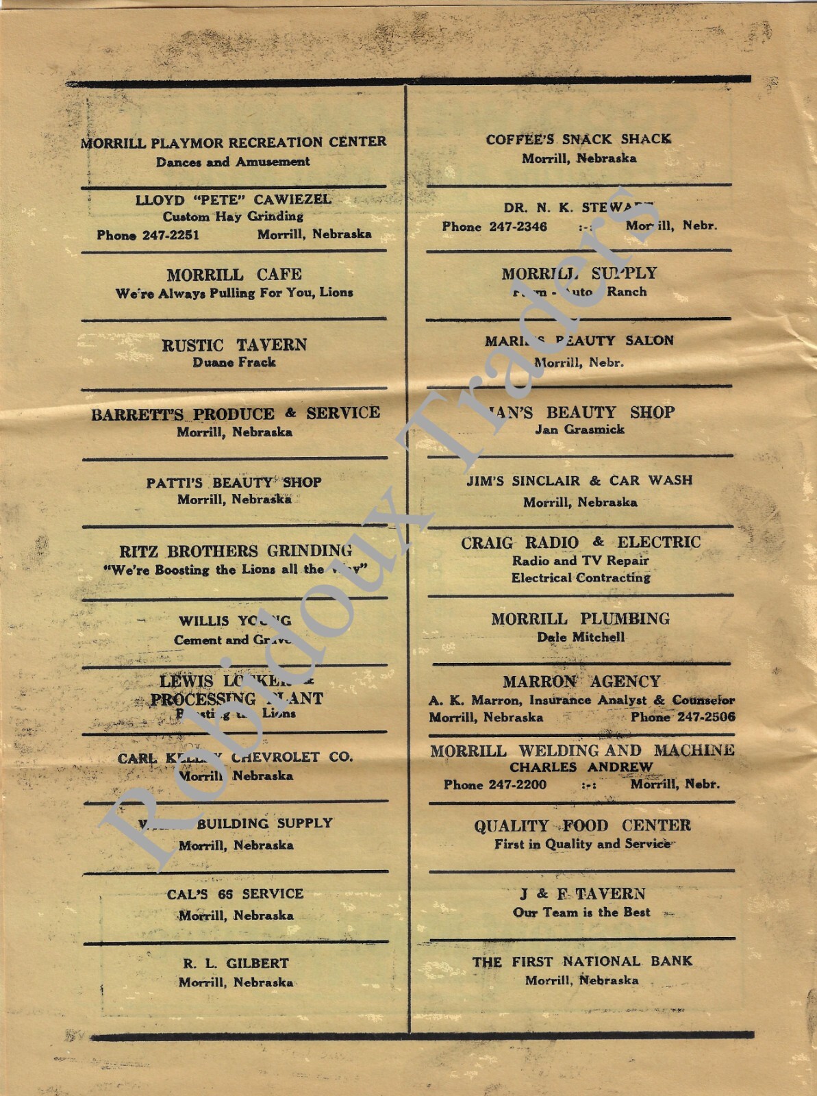 1971 Morrill High School Football Programs: Morrill, Nebraska