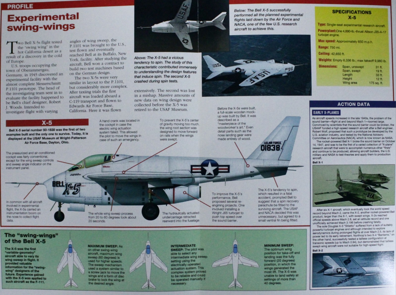 Bell X-5 X 5 Picture Brochure Pamphlet Out of Print Aircraft Info Sheet