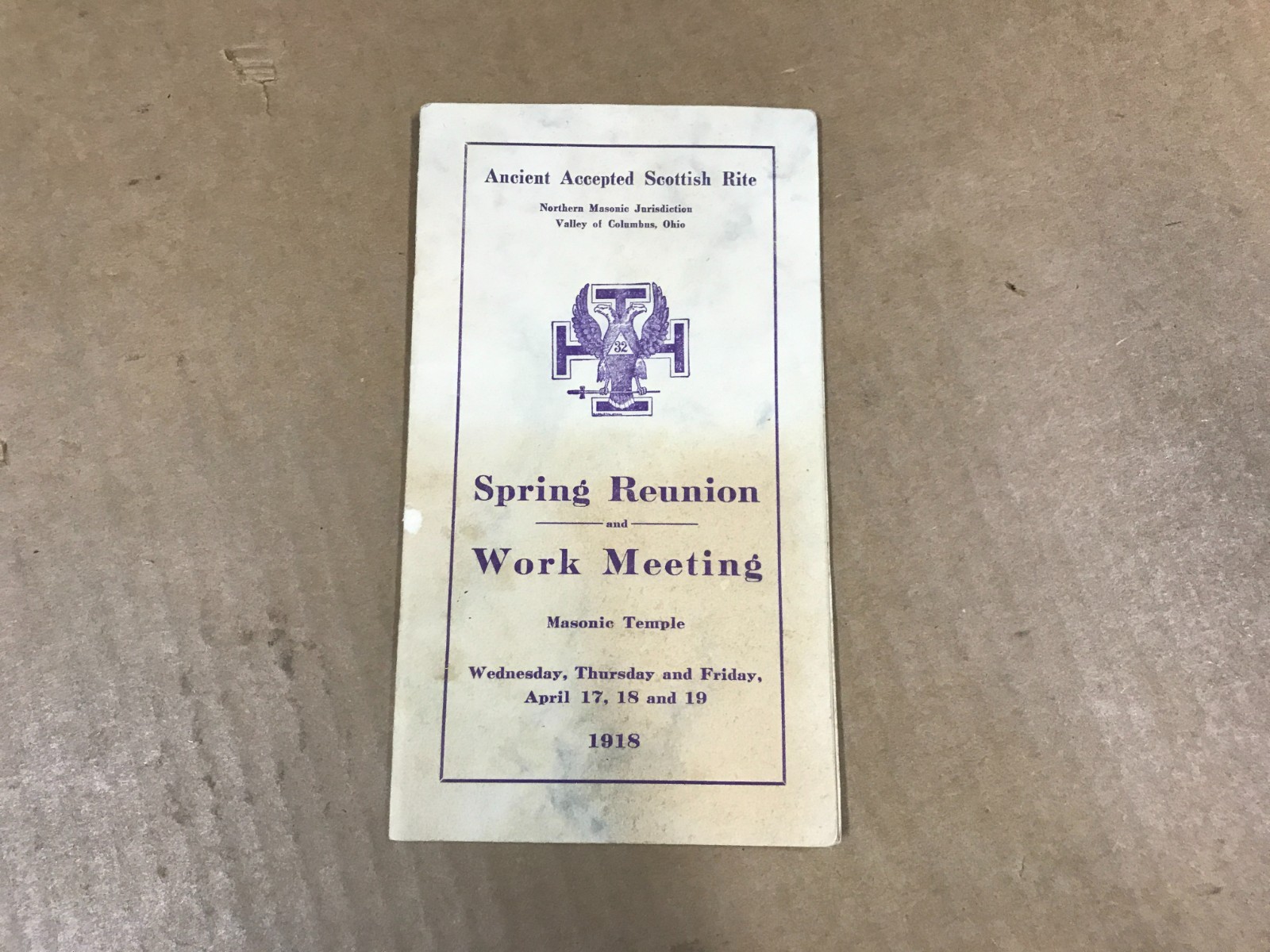 VTG Ancient Accepted Scottish Rite – Masonic Temple- Spring Reunion/Work Meeting