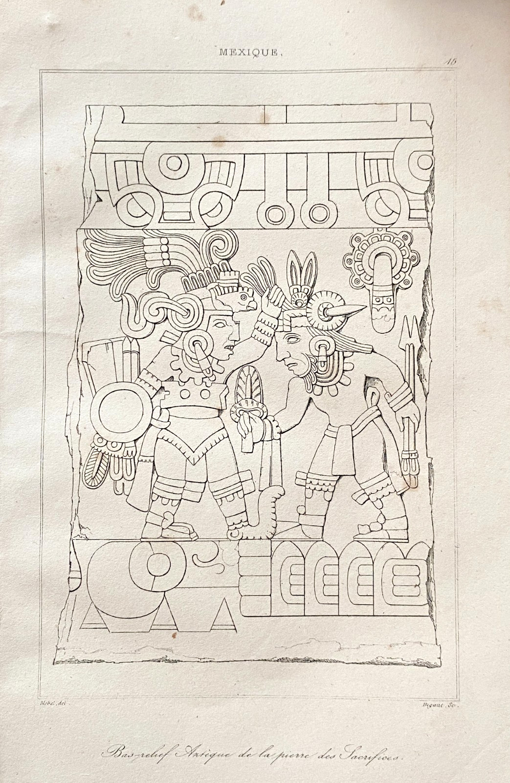 19th Century Mexico Bas Relief Engraving Aztec Stone Of Sacrifices