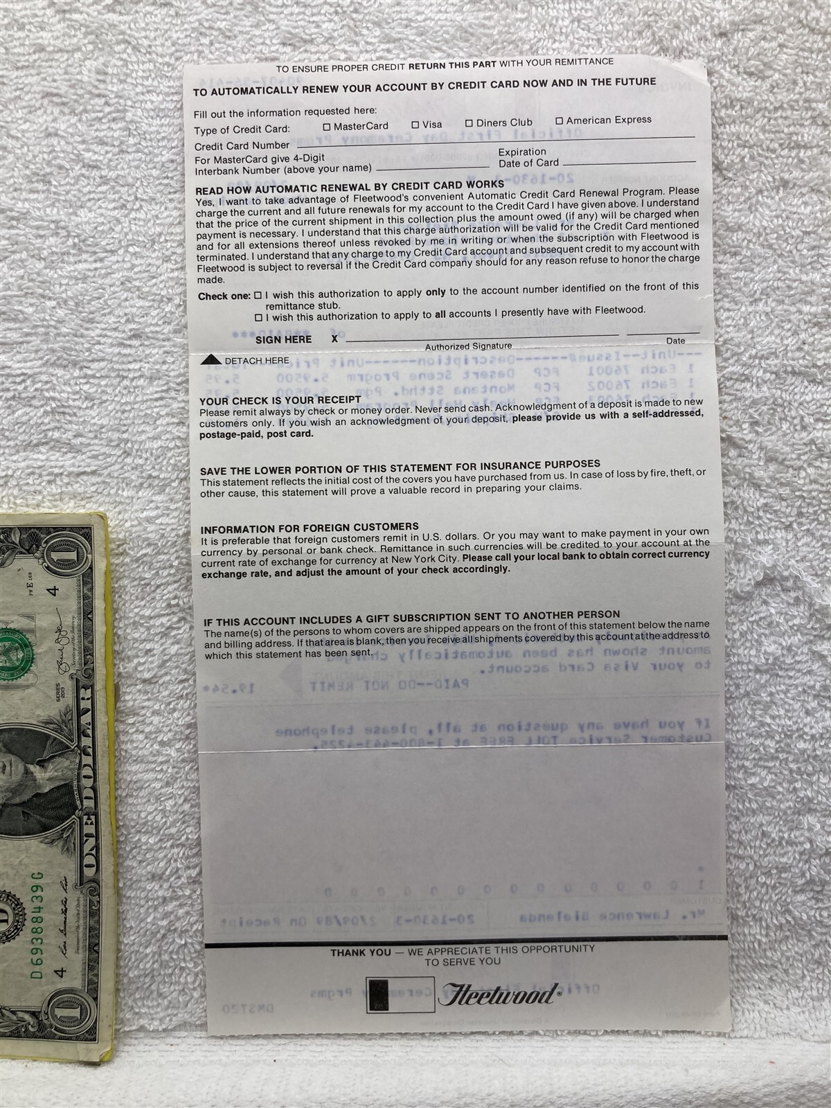 1989 Fleetwood Heetwood First Day Ceremony Programs Receipt Vtg