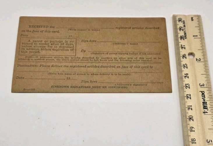 1955 Philippines Bureau Of Post Registry Notice Card.Vintage.