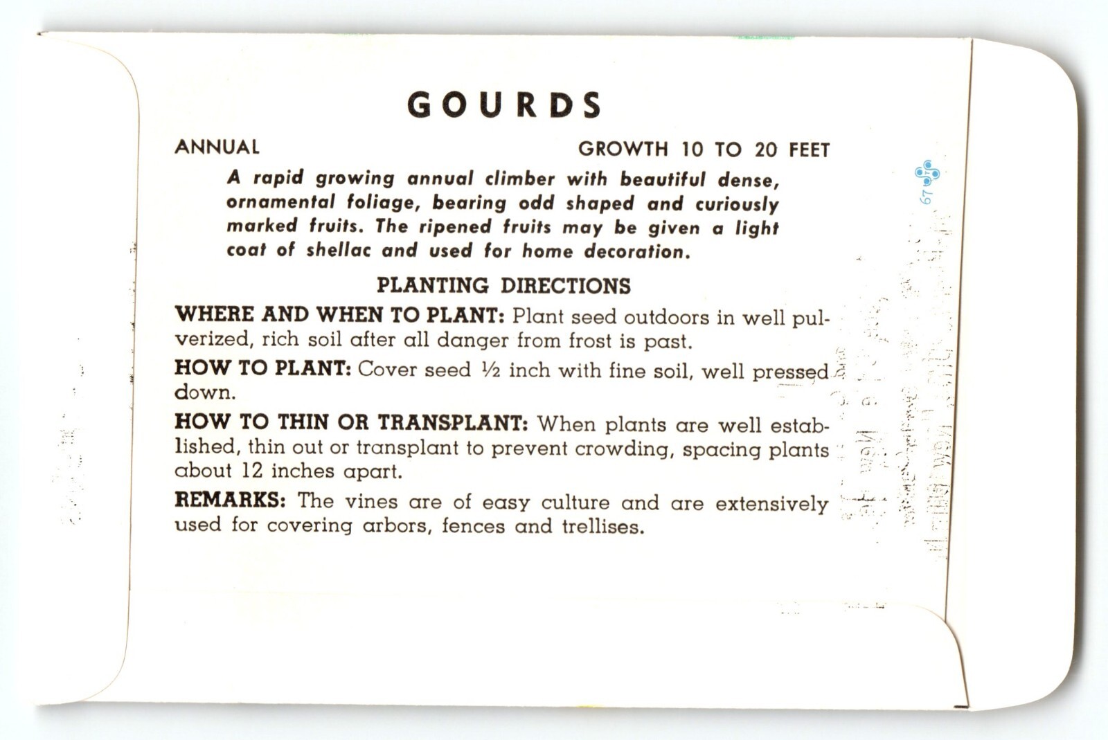 Halloween Gourds Pumpkins Seed Packet EMPTY Vintage Farmers Supply Crown Thorns