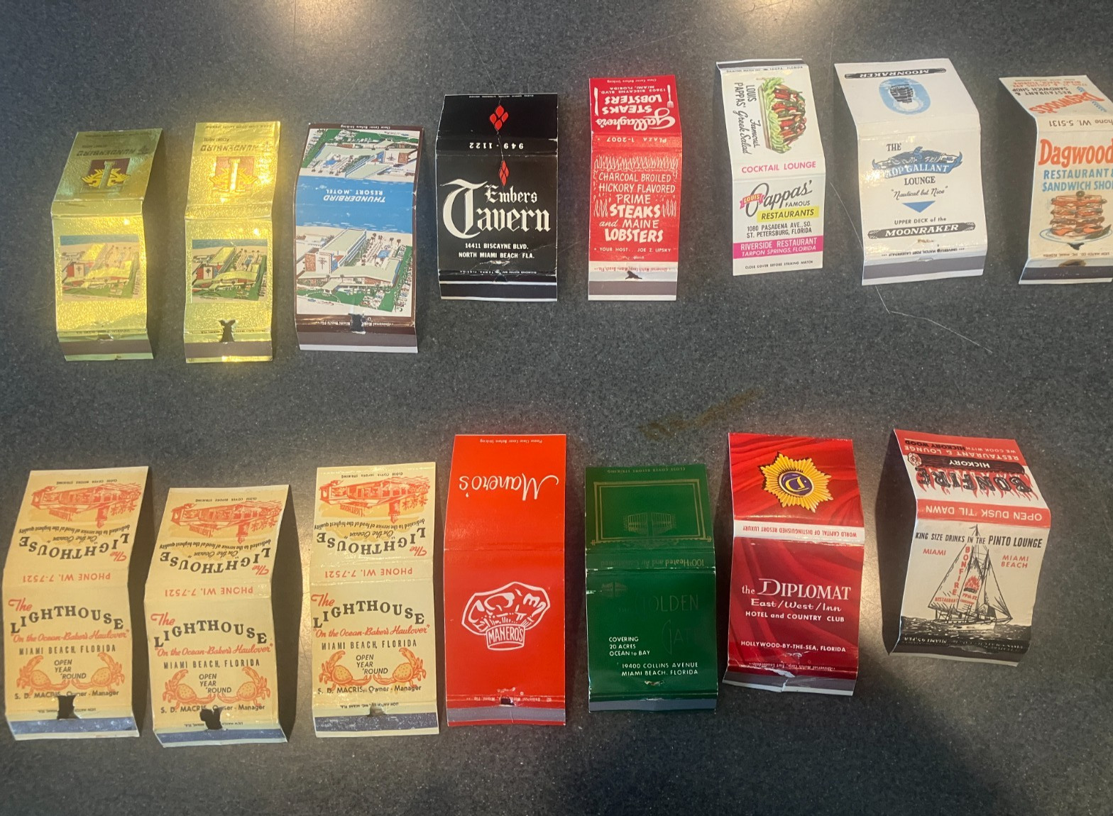 Vintage 1950″s Miami, FL – Matchbook covers – no matches`