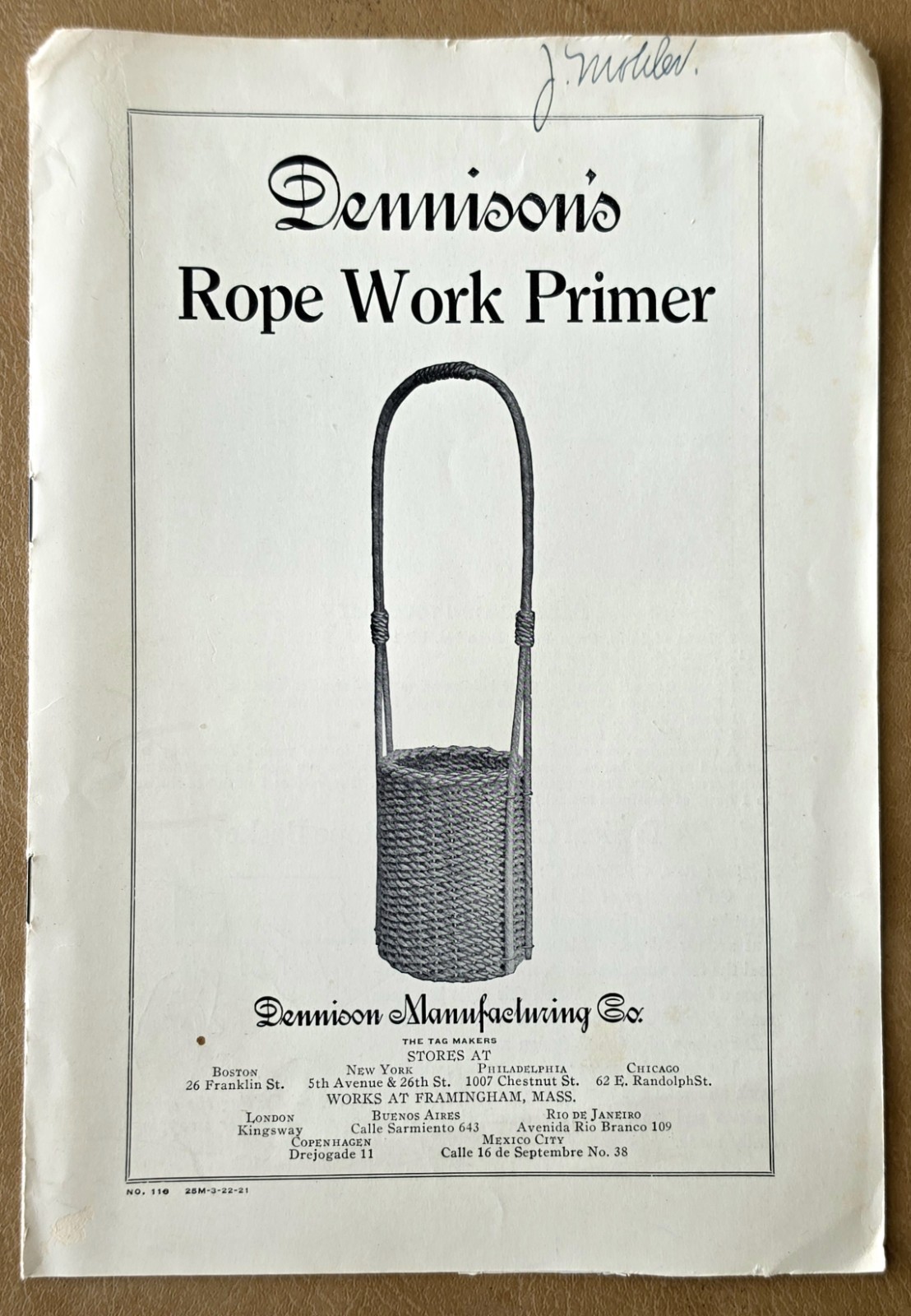 Dennison’s Rope Work Primer – Instructions Catalog Price List Brochure 1921