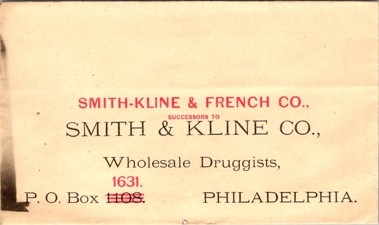 Smith Kline & French Co Shipping Label 1910s Philadelphia Wholesale Druggists