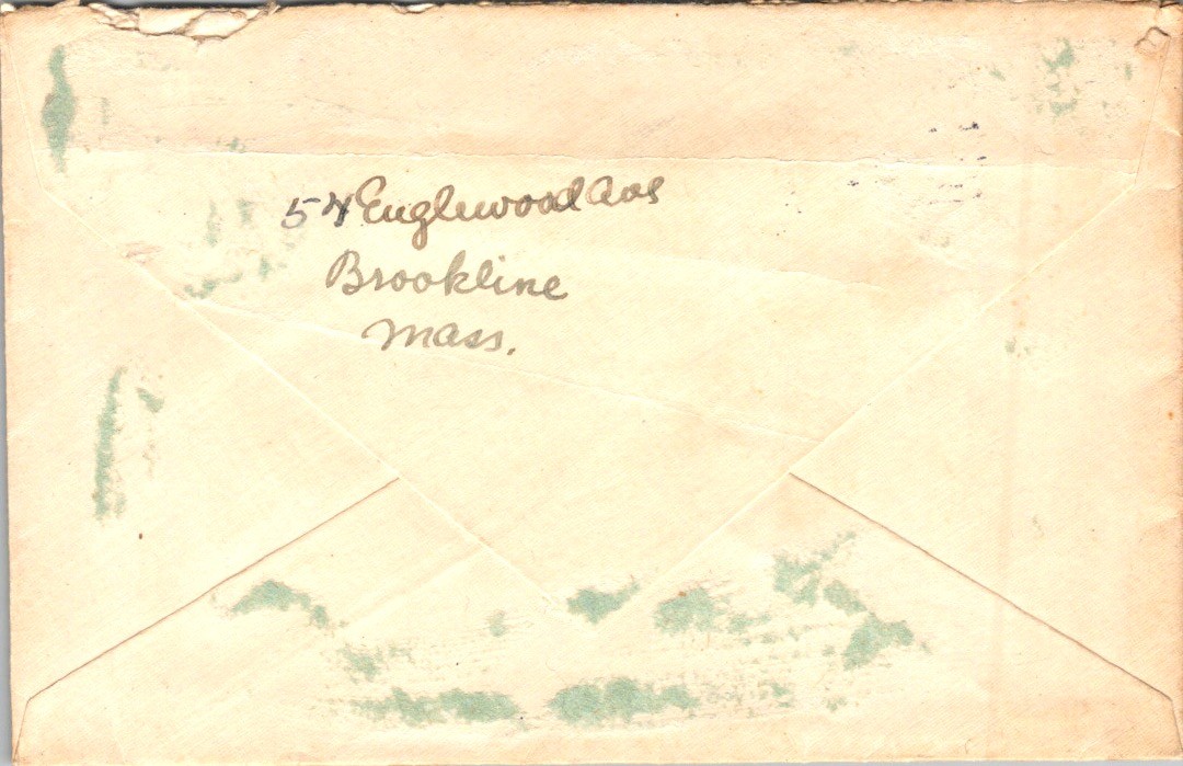1927 MS Letter & Envelope Nanette Gutman to Rose Ackerman Boston MA Student
