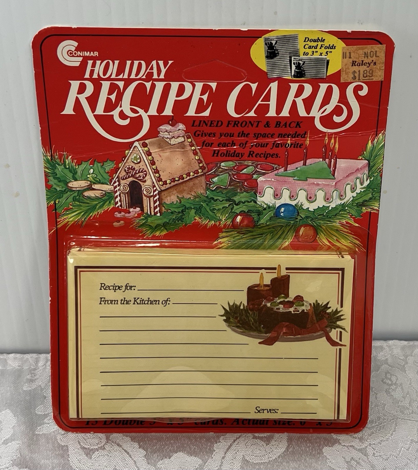 Vintage Conimar Holiday Recipe Cards • 6″x5″ folds to 3”x5” • Lined Front & Back