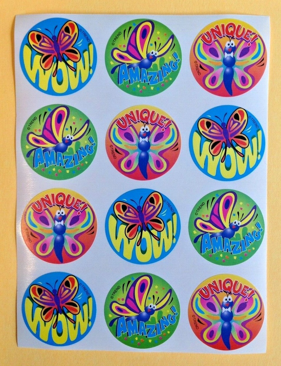 Vintage TREND Scratch & Sniff Stinky Sticker Sheet BUTTERFLY Scented 90s HTF WoW