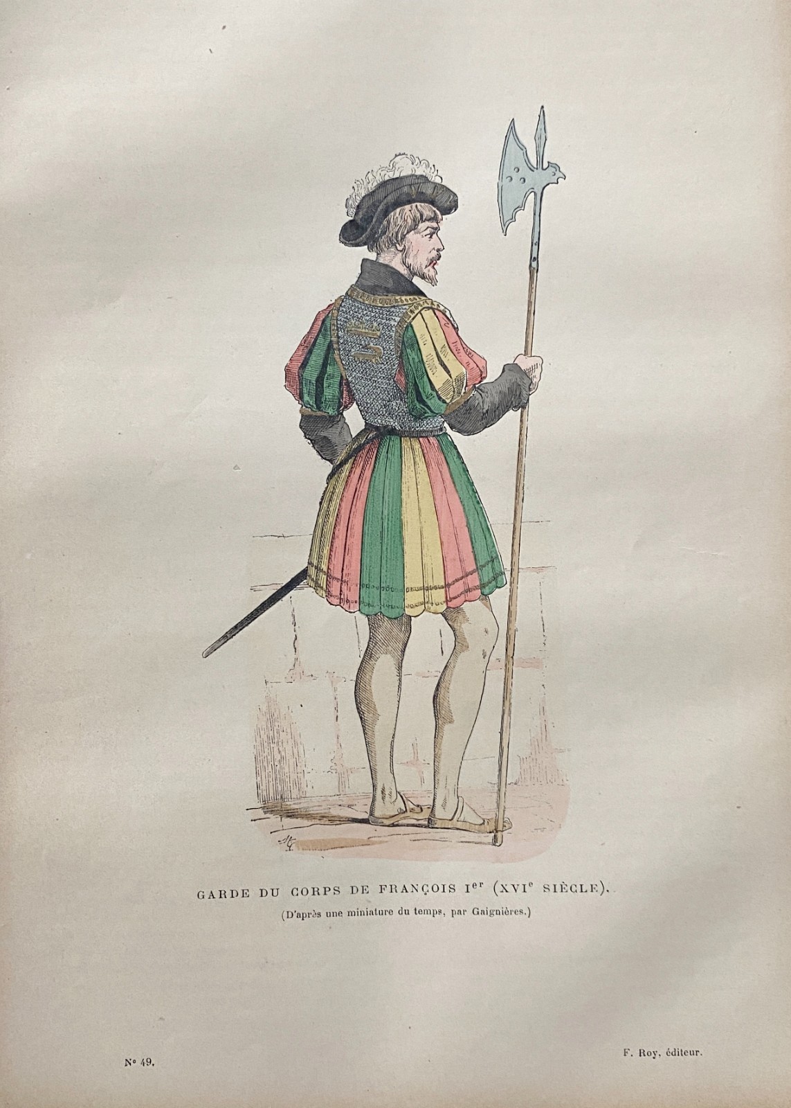 Engraving In Color “Garde du Corps de Francois 1er”
