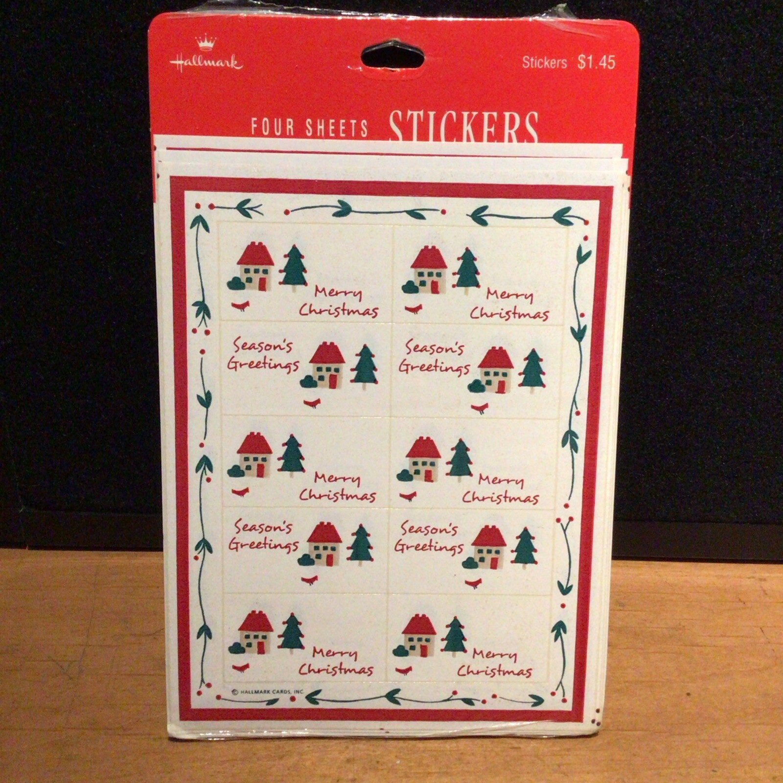 Vtg SEALED 4 sheets Hallmark Stickers Merry Christmas Holiday Labels