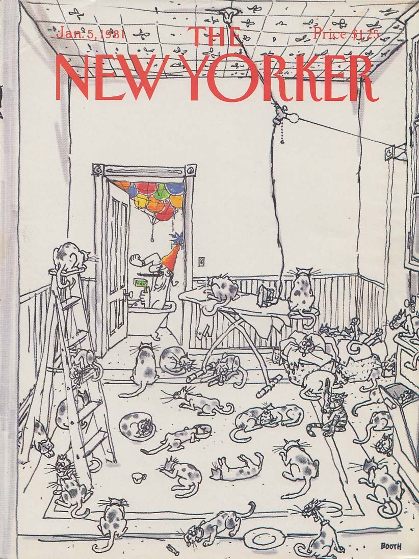 New Yorker cover Booth bathtub cats countdown 1/5 1981
