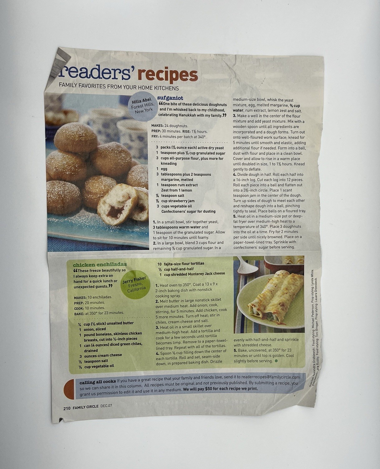 Vintage Lot of 7 Recipes from Magazines Colorful Ephemera Print Ads 2007-2008
