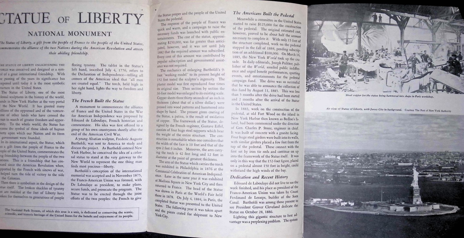 Statue of Liberty Souvenir Booklet Liberty Island NY c1950s Americana