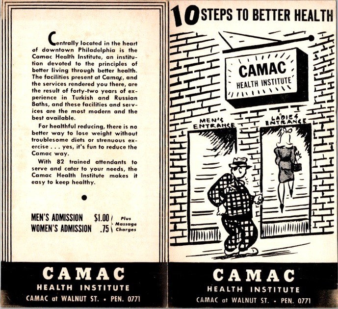 Camac Health Institute 1940s Brochure Turkish Russian Baths Philadelphia PA