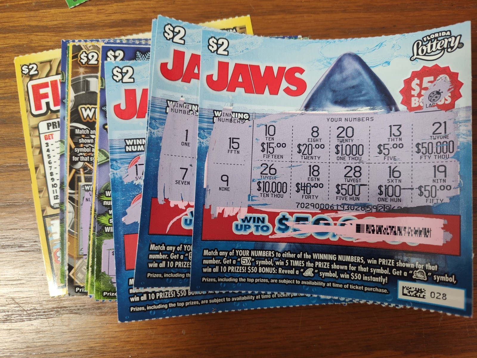 2025 Florida Lottery Tickets USED NON WINNING Scratch $100 Face Value Powerball