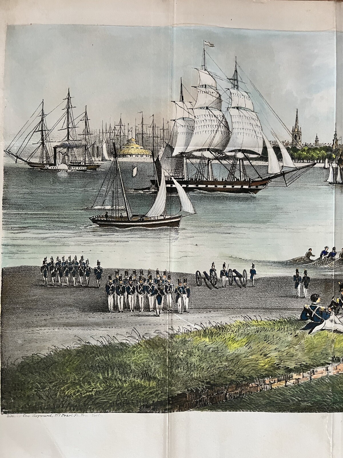 HAND COLORED PRINT GOVERNORS ISLAND, NEW YORK CITY, FROM 1860 VALENTINE’S MANUAL