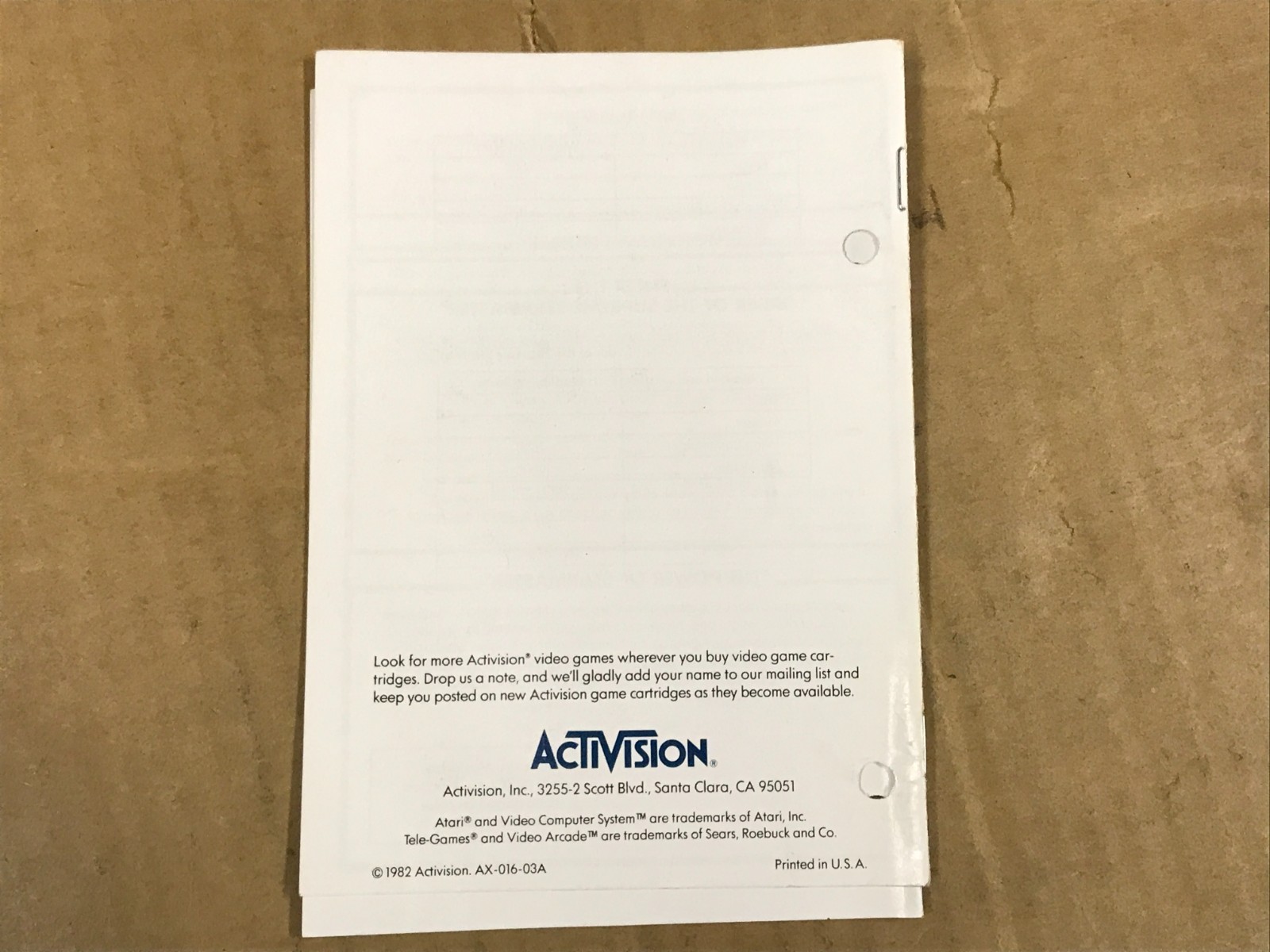Vintage 1982 Activision – Starmaster Basic Instructions Booklet