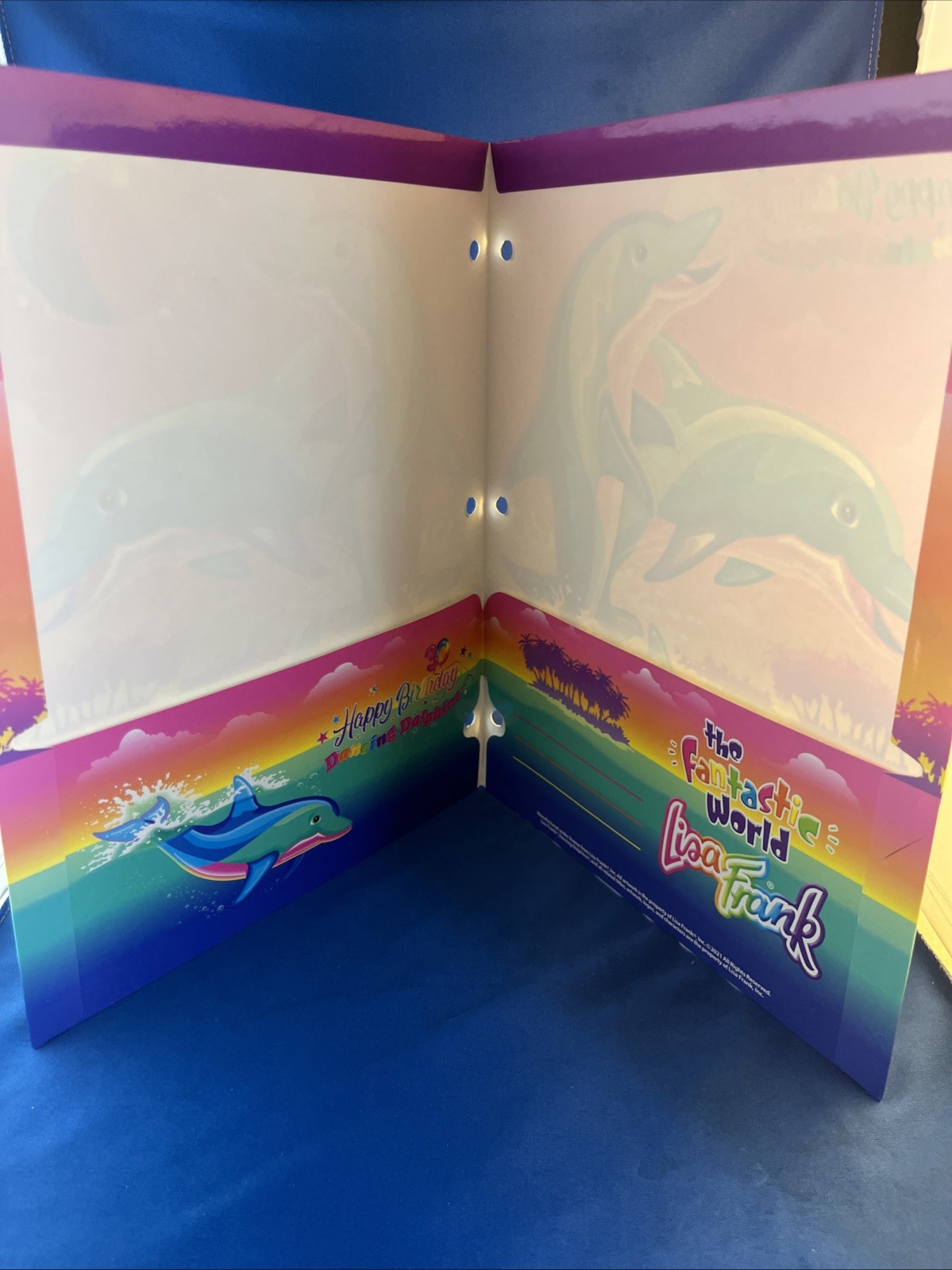 LISA FRANK 30th Anniversary Happy Birthday Dancing Dolphins 3 HOLE FOLDER – 2021