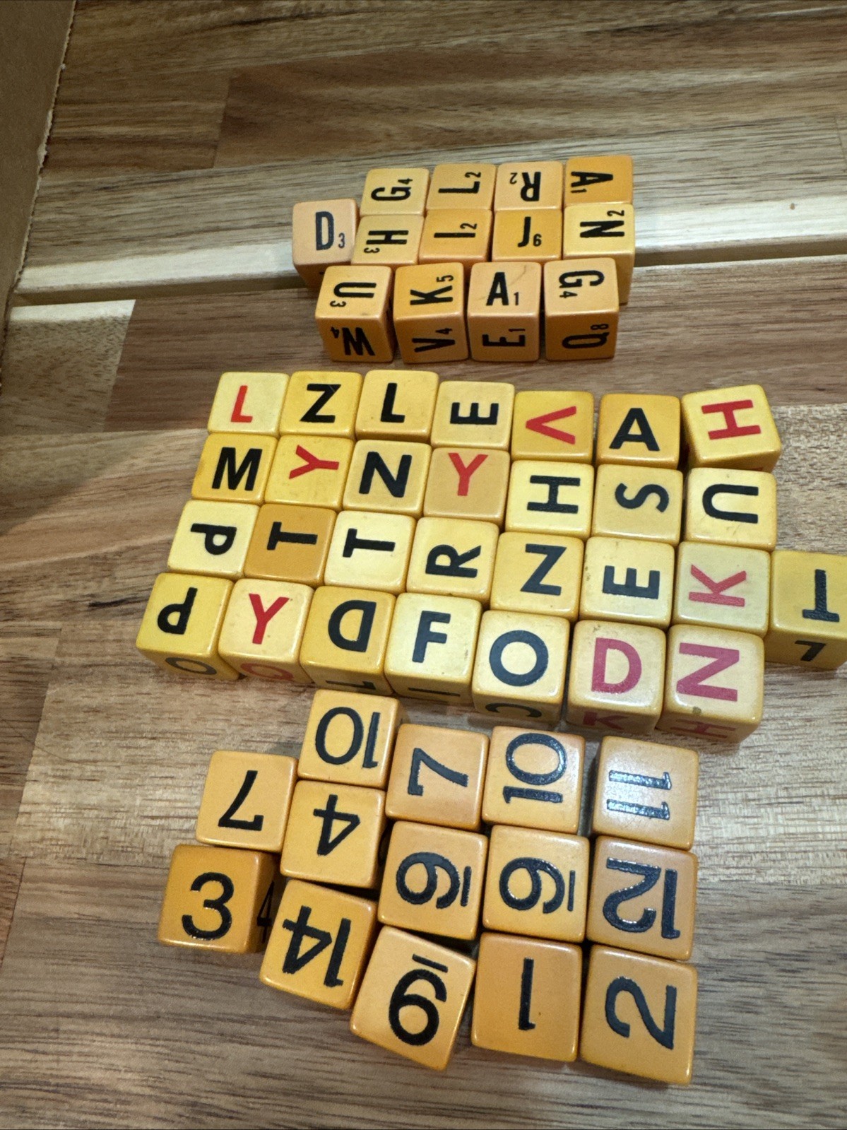 56 Bakelite Butterscotch Cribbage Scrabble & Boggle 5/8″ Dice Lot of 56 Vintage