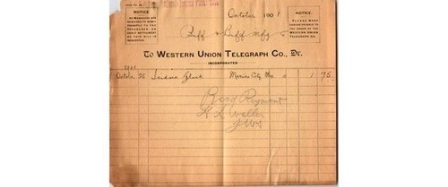 Western Union Telegram 1901 Mexico Isidora Gluck Duff Mfg Document Payment